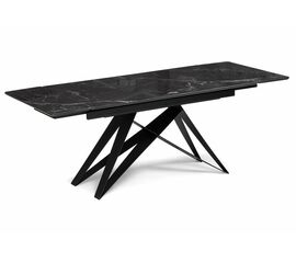 Стол стеклянный Блэкберн 140(200)х80 черный мрамор / черная пленка / черный | Интернет магазин мебели и декора LifeDekor