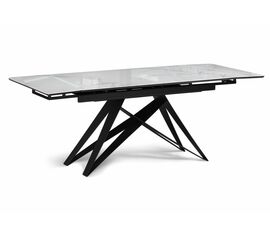 Стол стеклянный Блэкберн 140(200)х80 кристл белый мрамор / черный | Интернет магазин мебели и декора LifeDekor