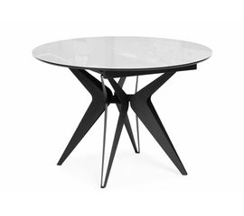 Стол стеклянный Рикла 120(160) белый / пленка черная шагрень / черный | Интернет магазин мебели и декора LifeDekor