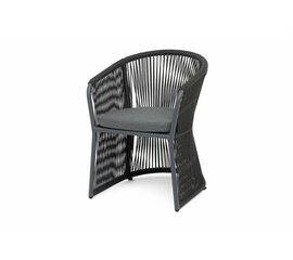 "Романо" стул плетеный из роупа, каркас алюминий темно-серый (RAL7024) муар, роуп темно-серый круглый, ткань темно-серая 027 | Интернет магазин мебели и декора LifeDekor