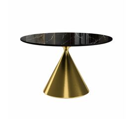 Стол круглый AXIS 120, керамика глянцевая, черная / опора золото | Интернет магазин мебели и декора LifeDekor