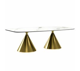 Стол овальный AXIS 230, керамика матовая, белая / опора золото | Интернет магазин мебели и декора LifeDekor