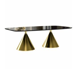 Стол овальный AXIS 230, керамика глянцевая, черная / опора золото | Интернет магазин мебели и декора LifeDekor