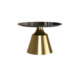 Журнальный стол Lucas 60, керамика глянцевая, черная / опора золото | Интернет магазин мебели и декора LifeDekor
