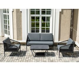 "Канны" лаунж-зона 4-местная плетеная из роупа (веревки), цвет темно-серый | Интернет магазин мебели и декора LifeDekor