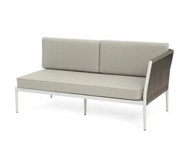 "Касабланка" левый модуль плетеный из роупа, каркас алюминий светло-серый (RAL7035) муар, роуп серо-коричневый 23мм, ткань бежевая 15052 | Интернет магазин мебели и декора LifeDekor