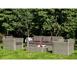 "Капучино" лаунж-зона из искусственного ротанга (гиацинт), цвет серый | Интернет магазин мебели и декора LifeDekor