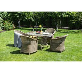 "Равенна" обеденная группа плетеная, цвет соломенный | Интернет магазин мебели и декора LifeDekor