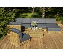 "Капри" трансформирующаяся лаунж-зона из искусственного ротанга, цвет соломенный | Интернет магазин мебели и декора LifeDekor