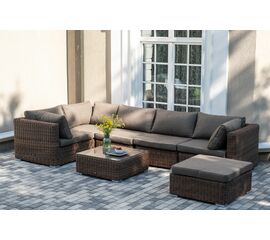 "Лунго" трансформирующаяся лаунж-зона из искусственного ротанга, цвет коричневый | Интернет магазин мебели и декора LifeDekor