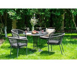 "Диего" обеденная группа на 4 персоны со стульями "Марсель", столешница "серый гранит" | Интернет магазин мебели и декора LifeDekor