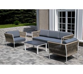 "Касабланка" лаунж-зона плетеная из роупа 5-местная, цвет бежевый | Интернет магазин мебели и декора LifeDekor