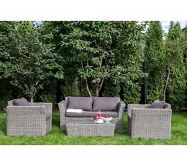 "Капучино Сингл" лаунж-зона из искусственного ротанга (гиацинт), цвет серый | Интернет магазин мебели и декора LifeDekor