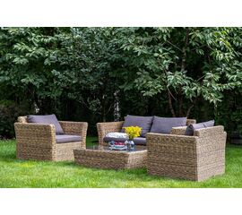 "Капучино Сингл" лаунж-зона из искусственного ротанга (гиацинт), цвет соломенный | Интернет магазин мебели и декора LifeDekor