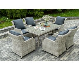 "Неаполь" обеденная группа плетеная из искусственного ротанга, цвет соломенный | Интернет магазин мебели и декора LifeDekor