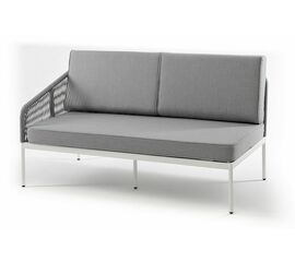 "Канны" правый модуль плетеный из роупа, каркас алюминий светло-серый (RAL7035) шагрень, роуп серый круглый, ткань серая 017 | Интернет магазин мебели и декора LifeDekor