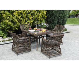 "Айриш" обеденная группа плетеная на 4 персоны, цвет коричневый | Интернет магазин мебели и декора LifeDekor