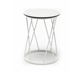 "Колумбия" журнальный стол из HPL круглый Ø40 H55, каркас из стали белый, цвет столешницы "молочный" | Интернет магазин мебели и декора LifeDekor