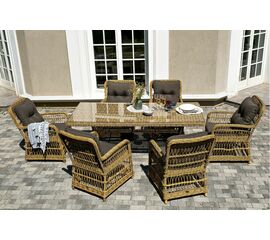 "Цесена" обеденная группа плетеная из искусственного ротанга, цвет соломенный | Интернет магазин мебели и декора LifeDekor