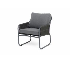 "Ането" кресло плетеное из роупа, каркас алюминий темно-серый (RAL7024) муар, роуп темно-серый круглый, ткань темно-серая 027 | Интернет магазин мебели и декора LifeDekor