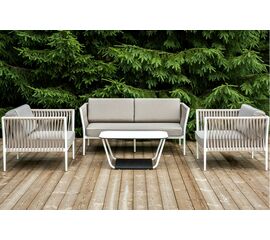 "Касабланка" лаунж-зона плетеная из роупа 4-местная, цвет серо-коричневый | Интернет магазин мебели и декора LifeDekor