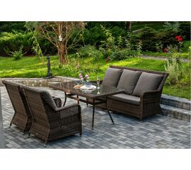 "Гляссе" обеденная группа из искусственного ротанга, цвет коричневый | Интернет магазин мебели и декора LifeDekor