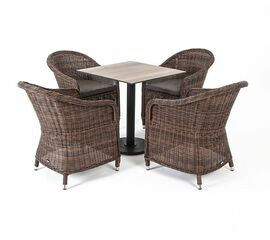 "Каффе" обеденная группа на 4 персоны, стулья коричневые | Интернет магазин мебели и декора LifeDekor