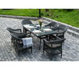 "Амароне" обеденная группа из искусственного ротанга на 6 персон, цвет графит | Интернет магазин мебели и декора LifeDekor