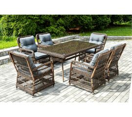 "Цесена" обеденная группа плетеная из искусственного ротанга, цвет коричневый | Интернет магазин мебели и декора LifeDekor