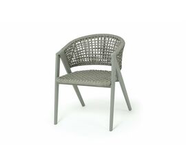 "Амстердам" стул плетеный из роупа, каркас алюминий, роуп серый круглый, ткань бежевая | Интернет магазин мебели и декора LifeDekor