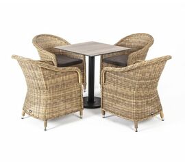 "Каффе" обеденная группа на 4 персоны, стулья соломенные | Интернет магазин мебели и декора LifeDekor