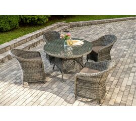 "Эспрессо–118 R" обеденная группа плетеная, цвет графит | Интернет магазин мебели и декора LifeDekor