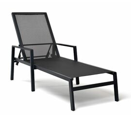 "Парма" шезлонг из алюминия темно-серый (RAL7024) муар, ткань текстилен серая | Интернет магазин мебели и декора LifeDekor
