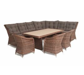 "Бергамо" обеденная группа угловая из искусственного ротанга, цвет коричневый | Интернет магазин мебели и декора LifeDekor