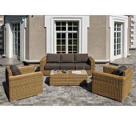 "Боно" лаунж-зона из искусственного ротанга, цвет соломенный | Интернет магазин мебели и декора LifeDekor