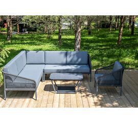 "Канны" модульная угловая лаунж-зона из роупа (веревки), цвет темно-серый | Интернет магазин мебели и декора LifeDekor