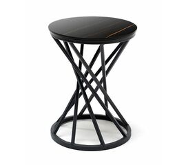 "Сантьяго" журнальный стол из HPL круглый Ø40 H55, каркас из стали темно-серый (RAL 7024), цвет столешницы "черный мрамор" | Интернет магазин мебели и декора LifeDekor