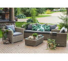 "Капучино" лаунж-зона из искусственного ротанга, цвет соломенный | Интернет магазин мебели и декора LifeDekor