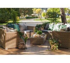 "Капучино Дабл" лаунж-зона из искусственного ротанга, цвет соломенный | Интернет магазин мебели и декора LifeDekor