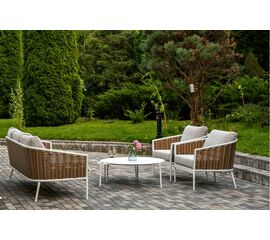 "Тоскана" лаунж-зона из искусственного ротанга, цвет соломенный | Интернет магазин мебели и декора LifeDekor