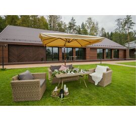 "Аффогато" обеденная группа из искусственного ротанга, цвет соломенный | Интернет магазин мебели и декора LifeDekor