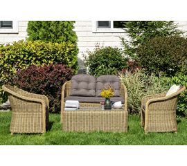 "Равенна" лаунж-зона из искусственного ротанга, цвет соломенный | Интернет магазин мебели и декора LifeDekor