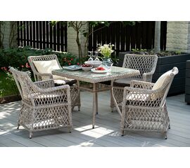 "Айриш" обеденная группа плетеная на 4 персоны, цвет бежевый | Интернет магазин мебели и декора LifeDekor