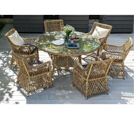 "Эспрессо–150 L" обеденная группа плетеная, цвет соломенный | Интернет магазин мебели и декора LifeDekor