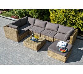 "Лунго" трансформирующаяся лаунж-зона из искусственного ротанга (гиацинт), цвет соломенный | Интернет магазин мебели и декора LifeDekor