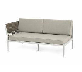 "Касабланка" правый модуль плетеный из роупа, каркас алюминий светло-серый (RAL7035) муар, роуп серо-коричневый 23мм, ткань бежевая 15052 | Интернет магазин мебели и декора LifeDekor