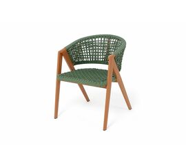 "Амстердам" стул плетеный из роупа, каркас алюминий, роуп зеленый круглый, ткань зеленая | Интернет магазин мебели и декора LifeDekor
