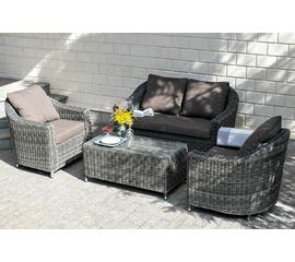 "Кон Панна" лаунж-зона из искусственного ротанга, цвет графит | Интернет магазин мебели и декора LifeDekor