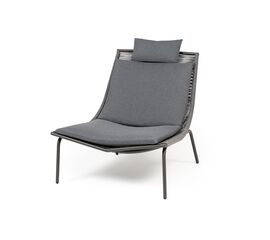 "Авиньон" кресло плетеное из роупа, каркас алюминий серый (RAL7022) муар, роуп серый круглый, ткань темно-серая 027 | Интернет магазин мебели и декора LifeDekor