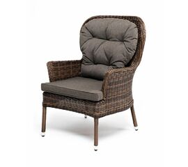 "Алиса" кресло плетеное, цвет коричневый с подушками | Интернет магазин мебели и декора LifeDekor